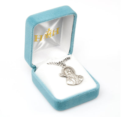 St Benedict Figure Shaped Sterling Silver Necklace (view 3), HMH Religious