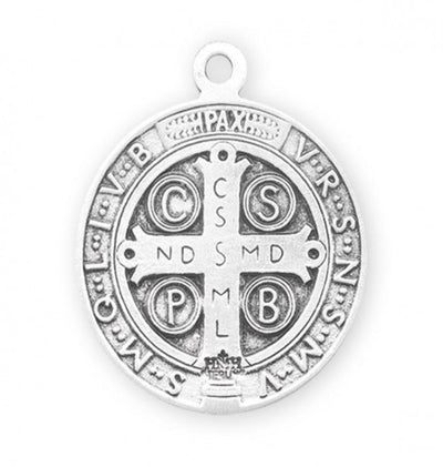 Back of Jubilee St Benedict Round Sterling Silver Medal, HMH Religious