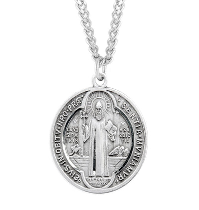 Jubilee St Benedict Round Sterling Silver Medal, HMH Religious
