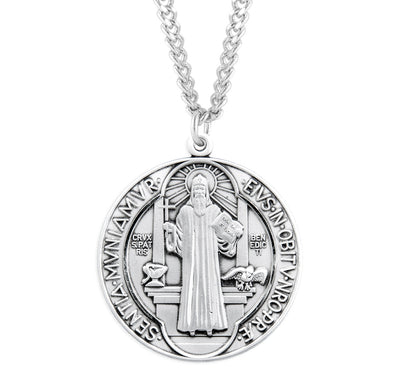 St Benedict Large Sterling Silver Necklace, HMH Religious