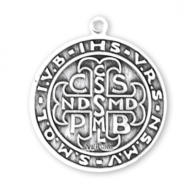 HMH Religious St Benedict/Crux S.P. Benedicti Round Sterling Silver Medal