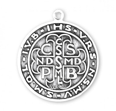 St Benedict/Crux S.P. Benedicti Round Sterling Silver Medal (view 2), HMH Religious