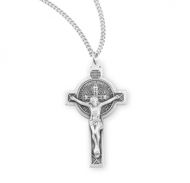 Small St Benedict Jubilee Sterling Silver Medal Crucifix