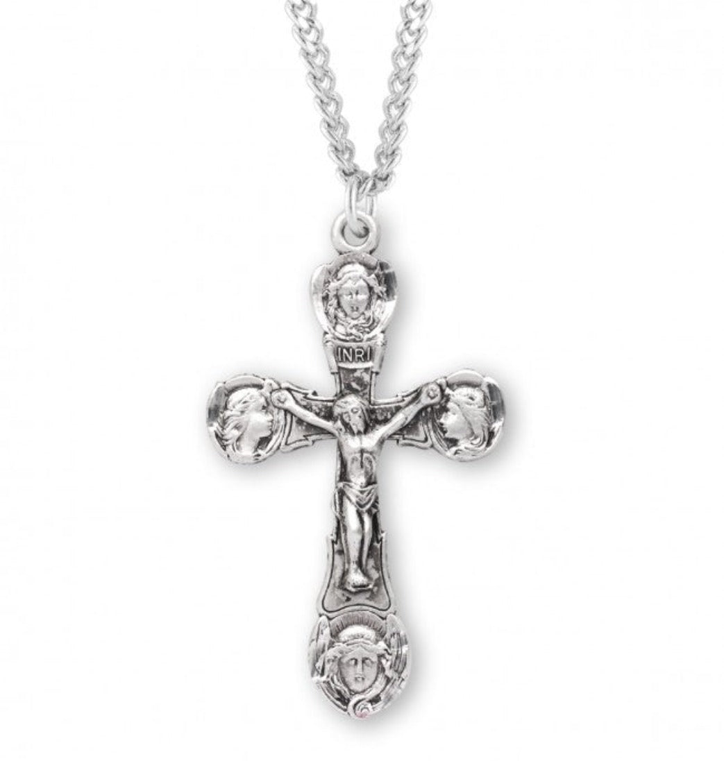 HMH Religious Angels Tips Sterling Silver Medal Crucifix