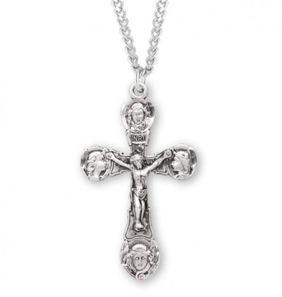 Angels Tips Sterling Silver Medal Crucifix, HMH Religious