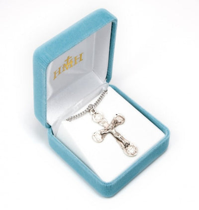 Angels Tips Sterling Silver Medal Crucifix (view 2), HMH Religious