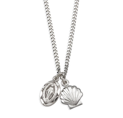 Sterling Baptismal Shell and Miraculous Necklace, HMH Religious