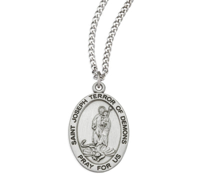 Large St Joseph Terror of Demons Oval Medal Necklace, HMH Religious