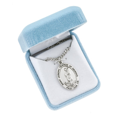 Large St Joseph Terror of Demons Oval Medal Necklace (view 2), HMH Religious