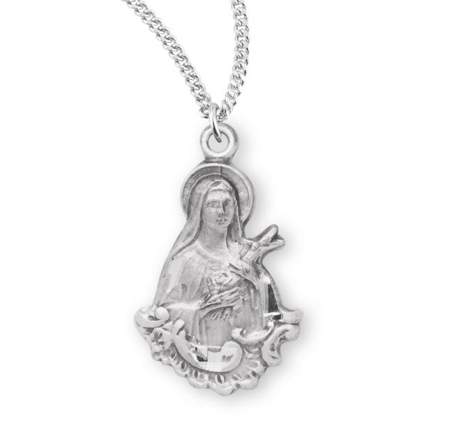 HMH Religious St Therese of Lisieux Figure Shaped Sterling Silver Medal