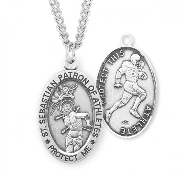 HMH Religious St Sebastian Oval Sterling Silver Football Medal