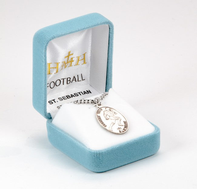 HMH Religious St Sebastian Oval Sterling Silver Football Medal