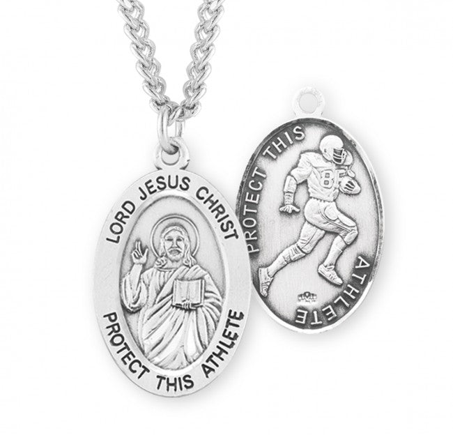 HMH Religious Lord Jesus Christ Sterling Silver Football Medal