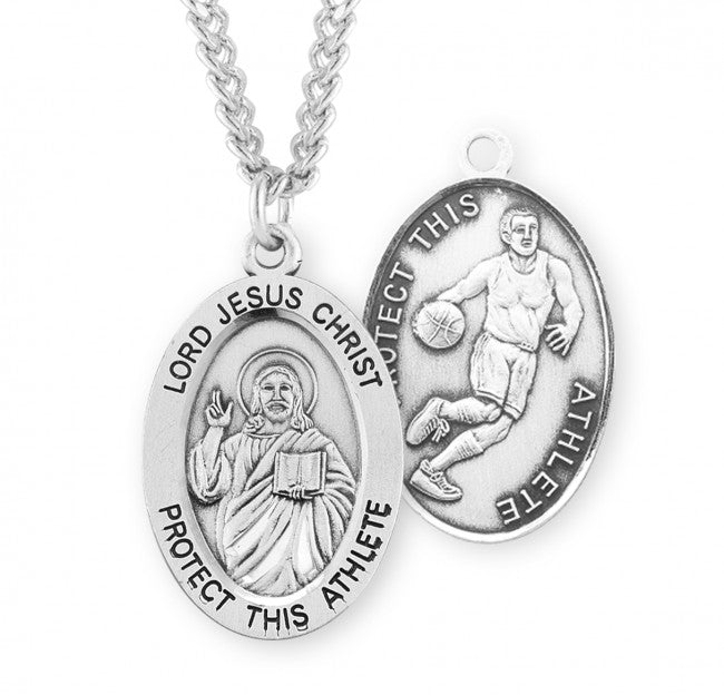 HMH Religious Lord Jesus Christ Sterling Silver Basketball Medal