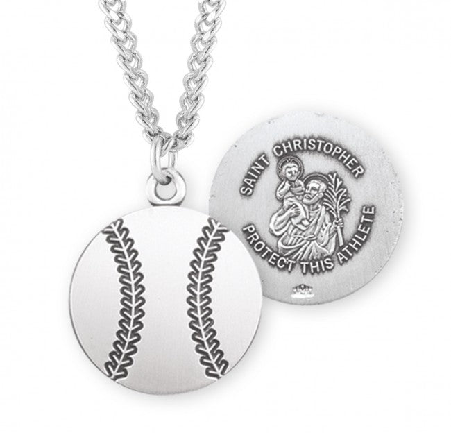 HMH Religious St Christopher Sterling Silver Baseball Athlete Medal