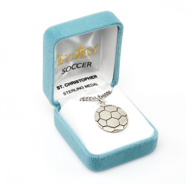 HMH Religious St Christopher Sterling Silver Soccer Athlete Medal