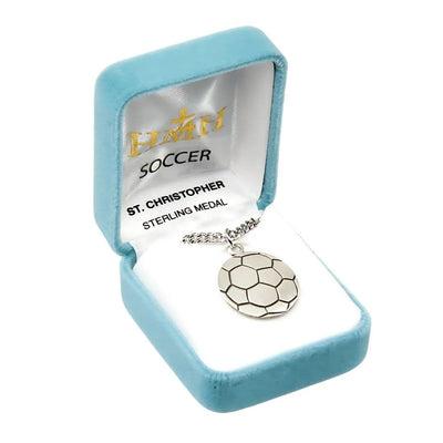 St. Christopher Sterling Silver Soccer Athlete Medal in Gift Box, HMH Religious