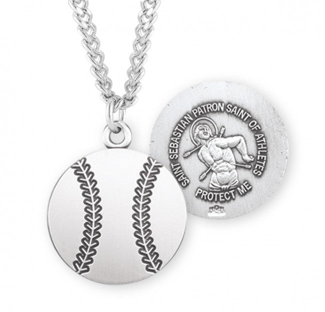 HMH Religious St Sebastian Sterling Silver Baseball Athlete Medal