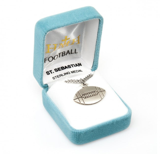 St Sebastian Sterling Silver Football Athlete Medal in Box