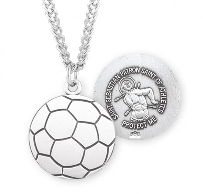 HMH Religious St Sebastian Sterling Silver Soccer Athlete Medal