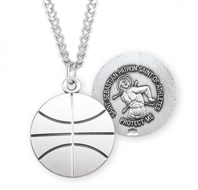 HMH Religious St Sebastian Sterling Silver Basketball Athlete Medal