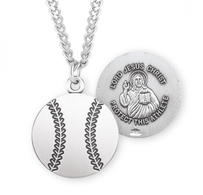 HMH Religious Lord Jesus Christ Sterling Silver Baseball Athlete Medal