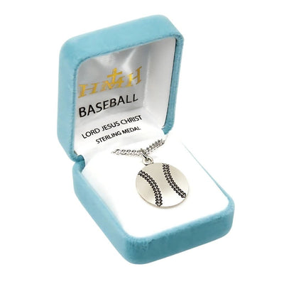 Lord Jesus Christ Sterling Silver Baseball Athlete Medal in Gift Box, HMH Religious