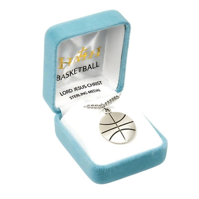 Lord Jesus Christ Sterling Silver Basketball Athlete Medal in Gift Box, HMH Religious