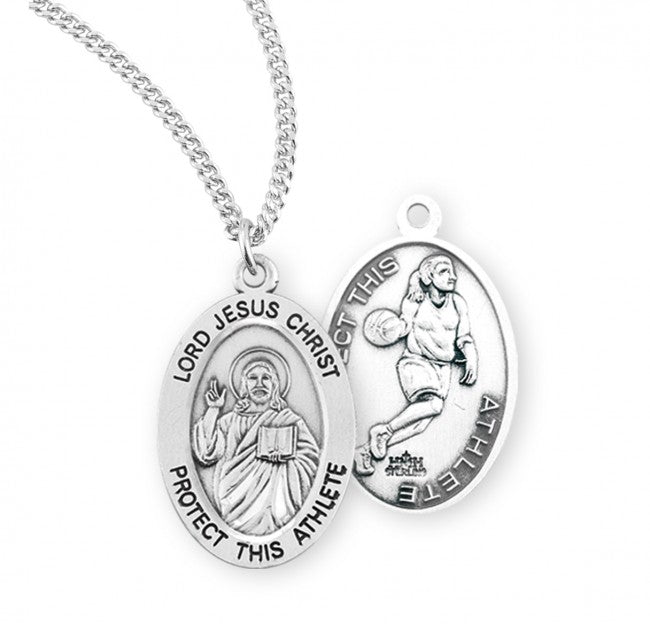 HMH Religious Lord Jesus Christ Sterling Silver Female Basketball Medal