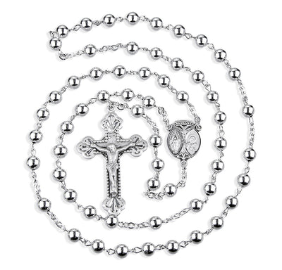 Scapular with Budded End Sterling Silver Rosary in BOX, HMH Religious