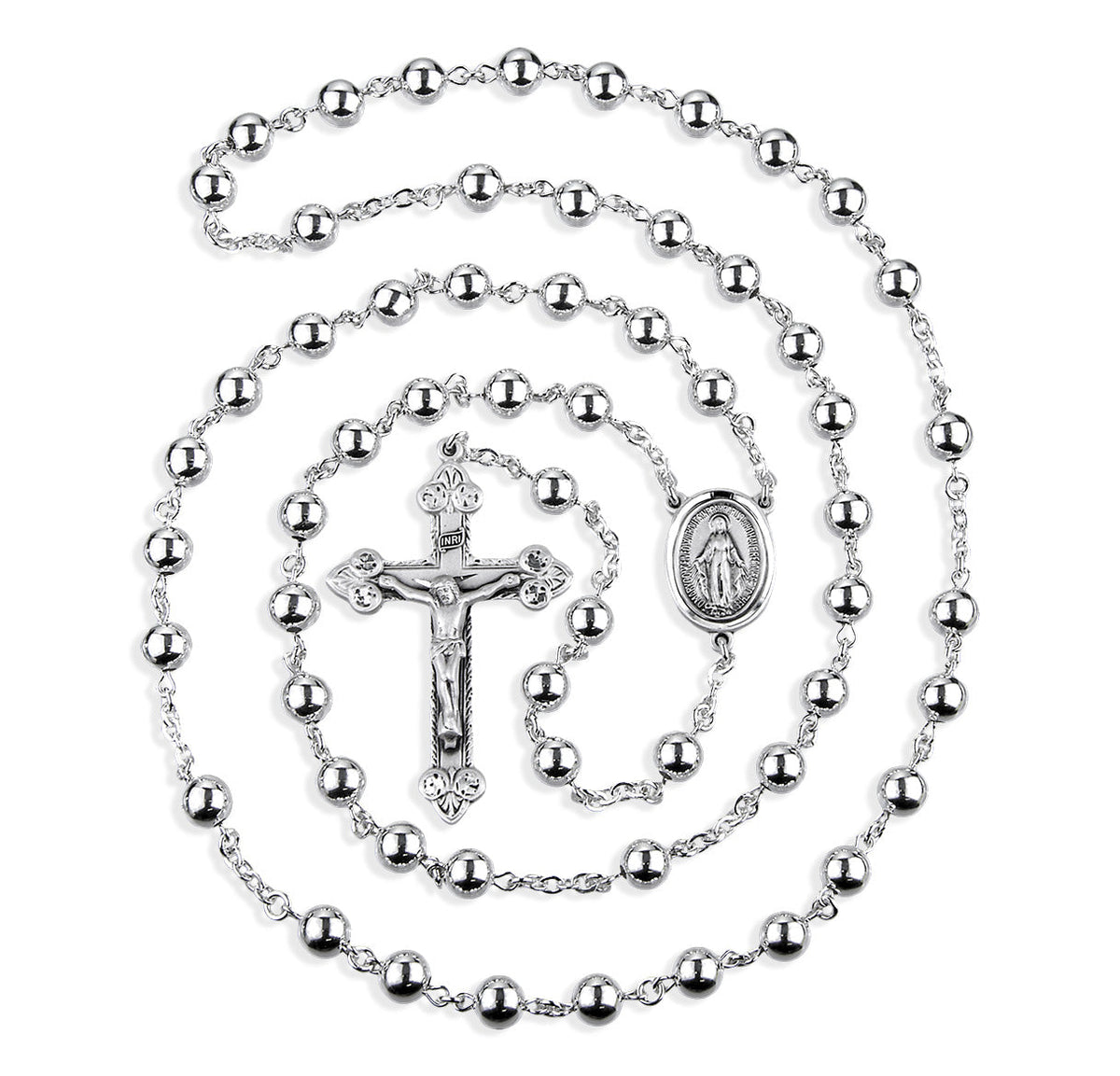 HMH Religious Miraculous Medal Center Sterling Silver Rosary