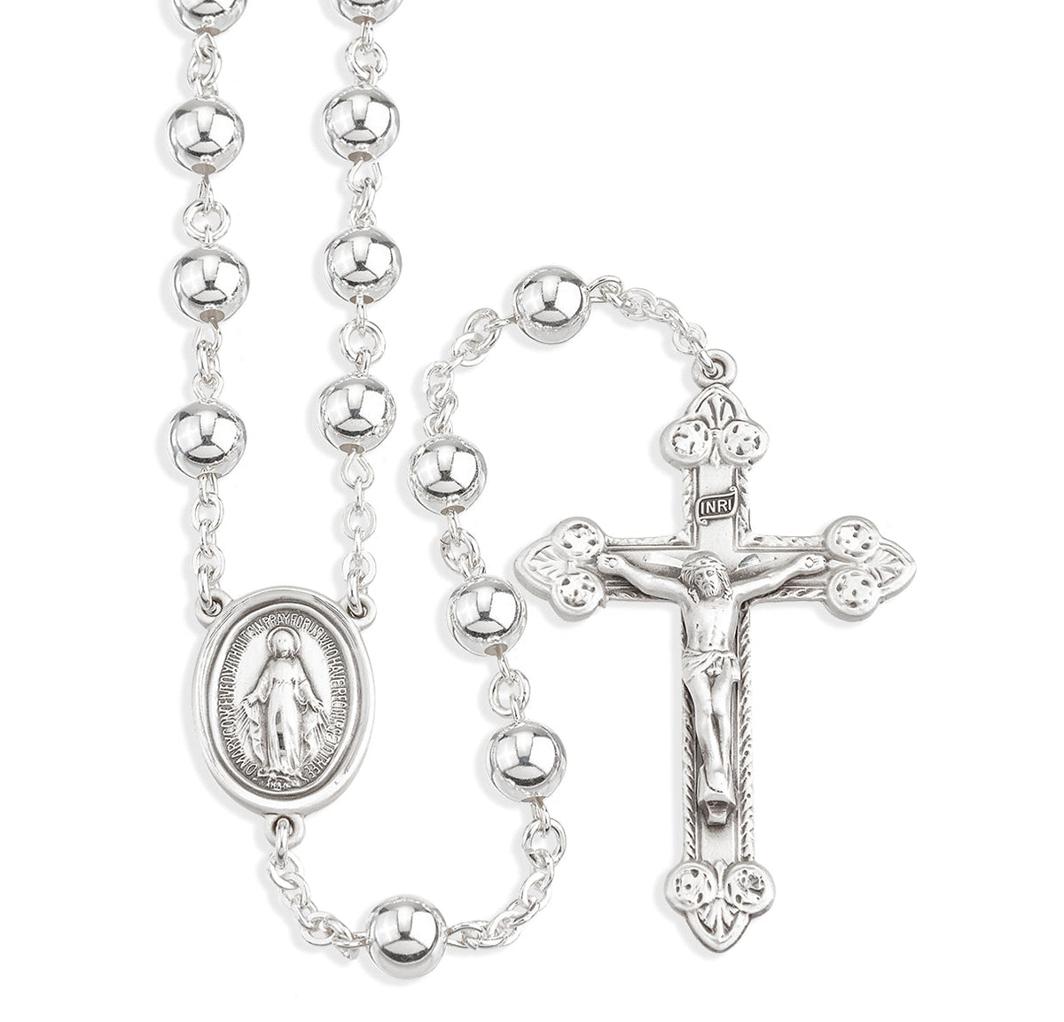 HMH Religious Miraculous Medal Center Sterling Silver Rosary