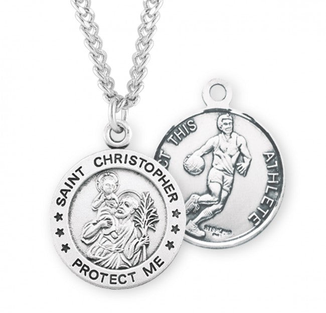 HMH Religious St Christopher Round Sterling Silver Basketball Medal