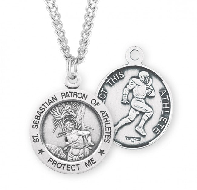 HMH Religious St Sebastian Round Sterling Silver Football Medal