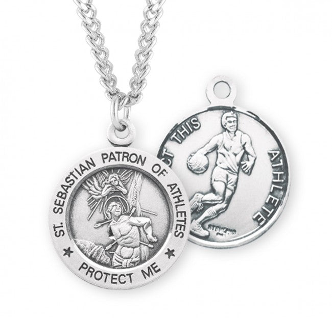 HMH Religious St Sebastian Round Sterling Silver Basketball Medal