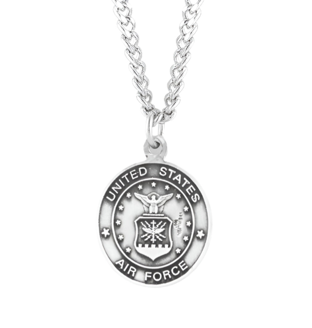 HMH Religious Air Force Sterling Silver St Christopher Medal Necklace