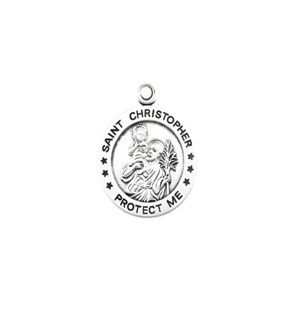 HMH Religious Air Force Sterling Silver St Christopher Medal Necklace