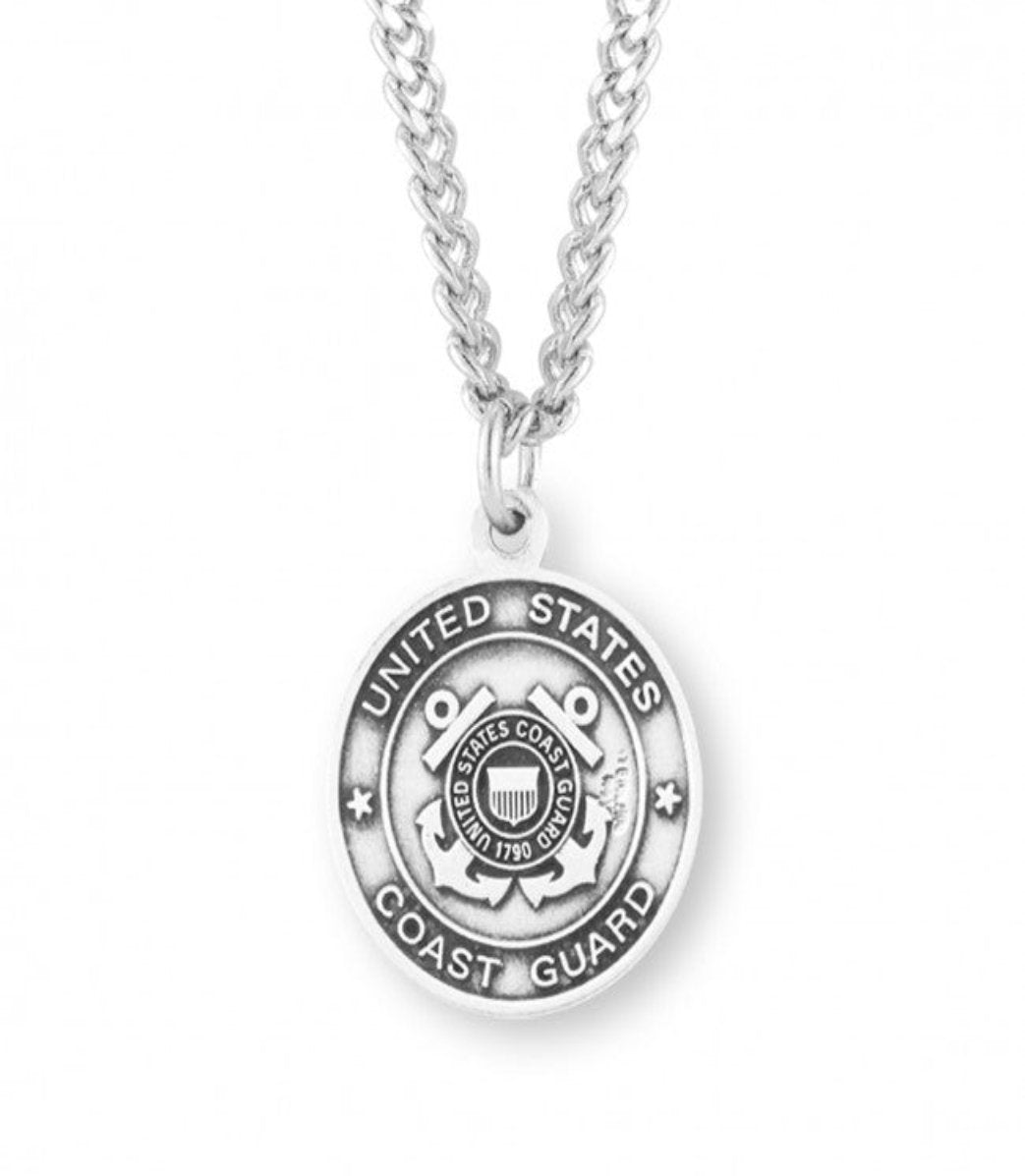 HMH Religious Coast Guard Sterling Silver St Christopher Medal Necklace