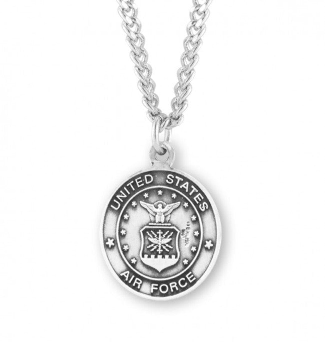 HMH Religious Air Force Sterling Silver St Michael Medal Necklace