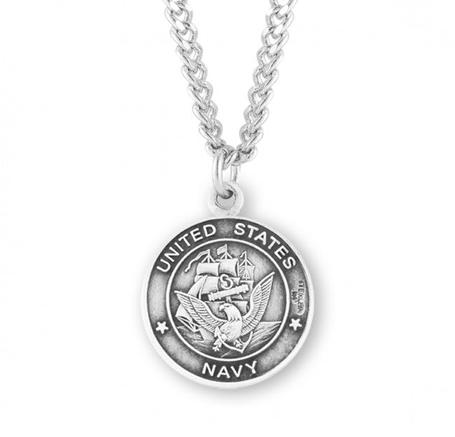 HMH Religious Navy Sterling Silver St Christopher Medal Necklace