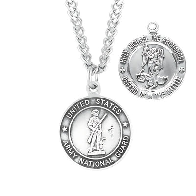 National Guard Sterling Silver St Michael Medal Necklace with 24" Chain, HMH Religious