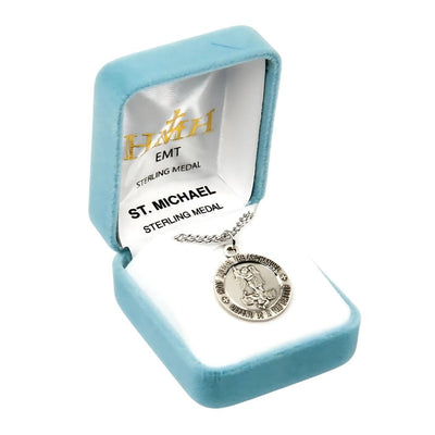 EMT's Sterling Silver St Michael Medal Necklace in Gift Box, HMH Religious