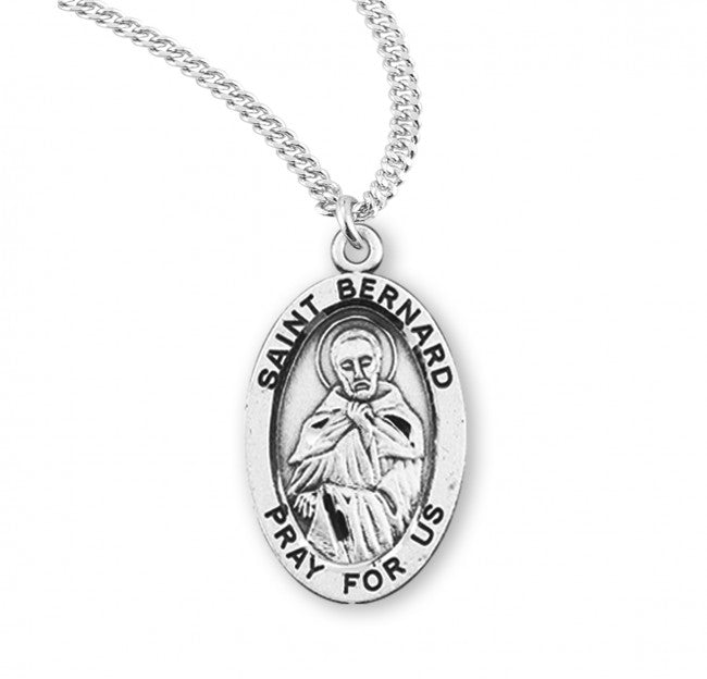 HMH Religious St Bernadette Oval Sterling Silver Medal Necklace