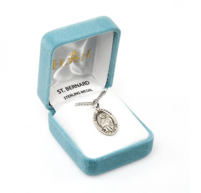 HMH Religious St Bernadette Oval Sterling Silver Medal Necklace