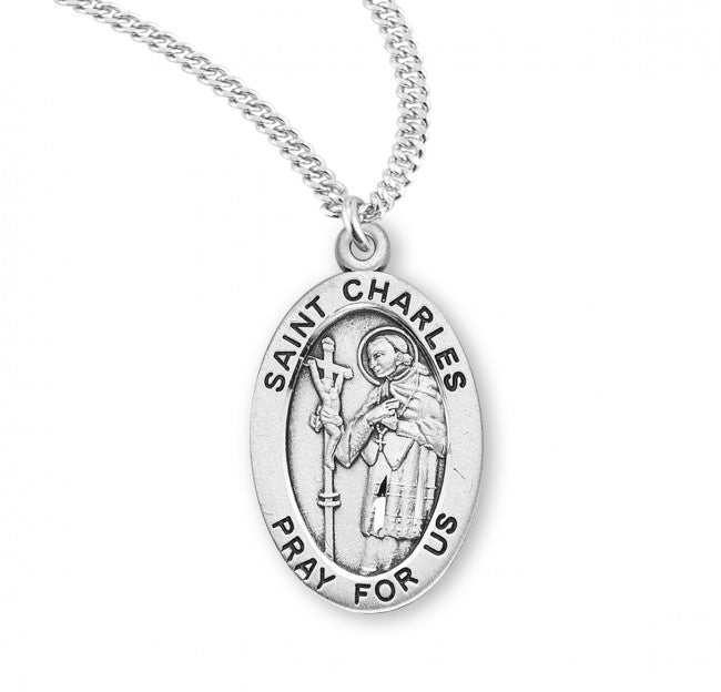 HMH Religious St Cecilia Oval Sterling Silver Medal Necklace