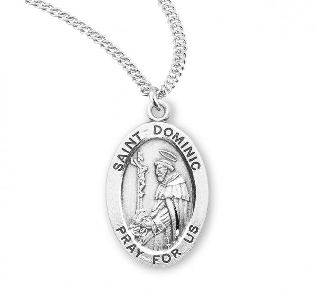 HMH Religious St Dominic de Guzman Oval Sterling Silver Medal Necklace