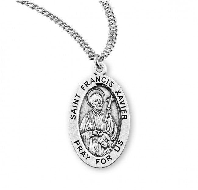 HMH Religious St Francis De Sales Oval Sterling Silver Medal Necklace