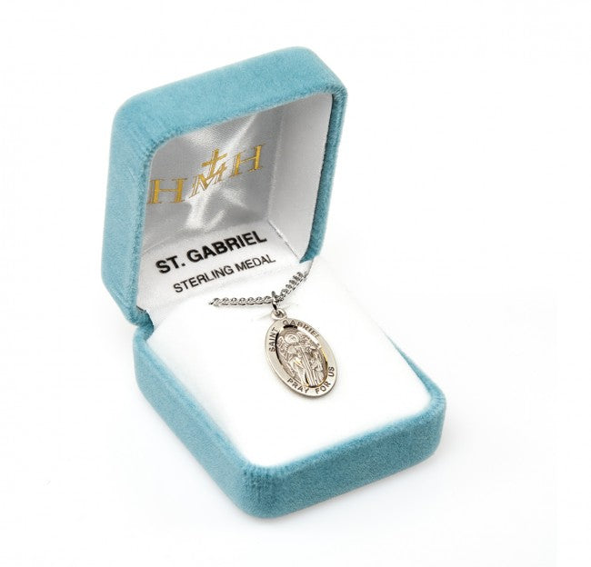 HMH Religious St Gabriel Oval Sterling Silver Medal Necklace