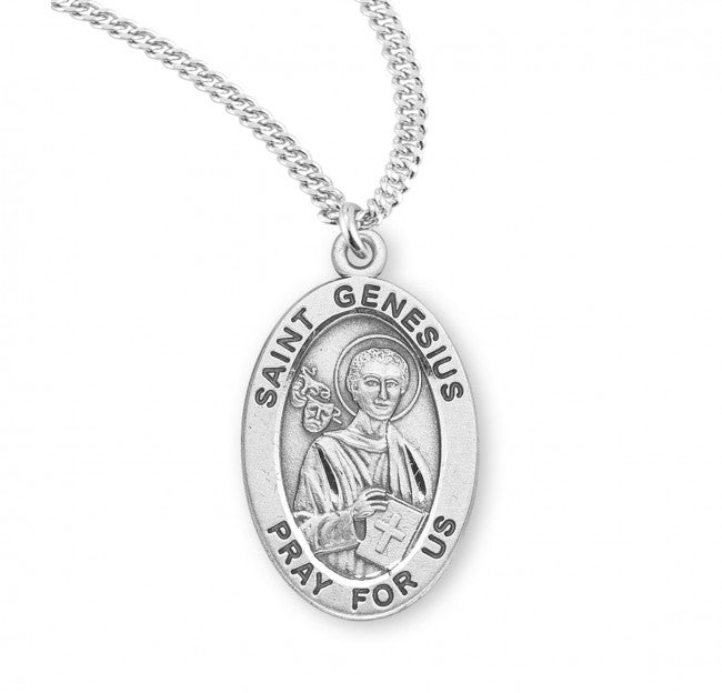 HMH Religious St Francis De Sales Oval Sterling Silver Medal Necklace