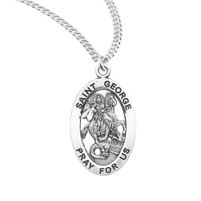 St. George sterling silver medal necklace, HMH Religious